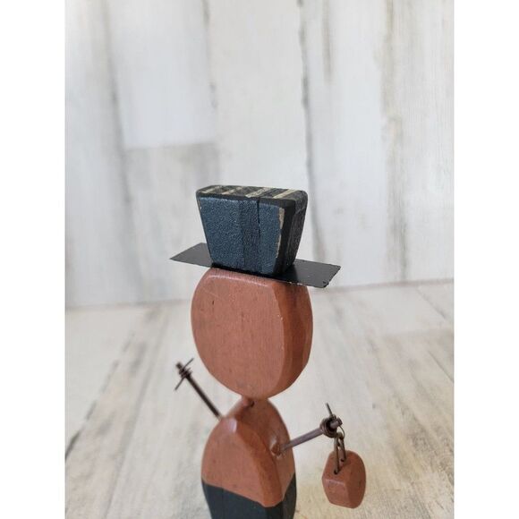 Halloween vintage wooden Jack O'Lantern trick or treater unique figure polka dot - Picture 7 of 9